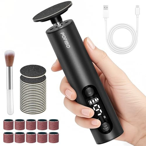 POFIBO Pedicure Elettrico Professionale Piedi – 2 in 1 Levigatore a 9 Velocità con Display LCD, Rimuove Calli e Pelle Dura da Talloni e Piante per Piedi Morbidi e Lisci
