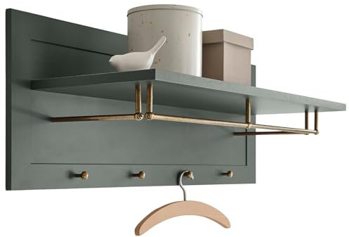 Garderobenpaneel in grün, Landhausstil Wandgarderobe 109 x 40 cm, Forres