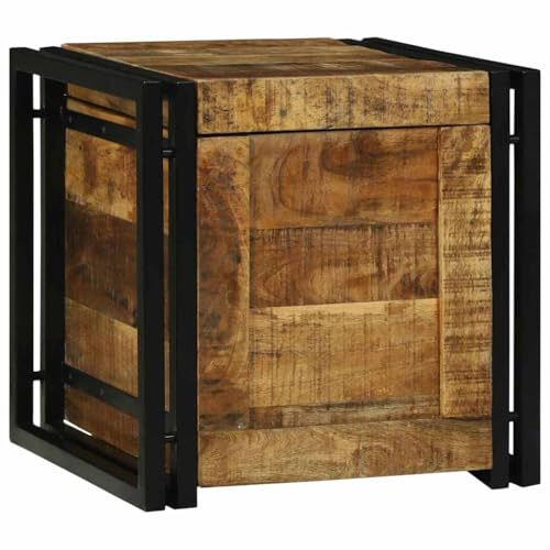vidaXL Aufbewahrungsbox mit Speicher 40 x 40 x 40 cm Massivholz Mango, Wohnzimmerstauraum, rustikales Holzbox, dekorative Aufbewahrung, platzsparender Organizer