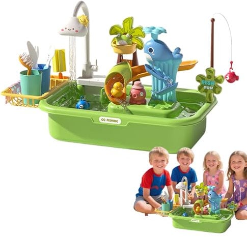 Yonuaret Kids Water Table - Activity Sensory Table Toys - Interactive Educational Sensory Toy with Pump for Backyard Outside Develop Skills Beach Outdoor Home Playtime Hand-Eye Coordination