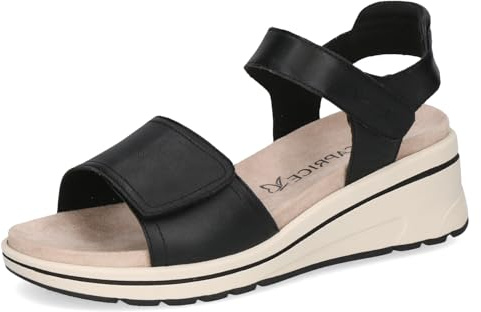 Caprice Damen Keilsandale aus Leder, Schwarz (BLACK NAPPA), 41