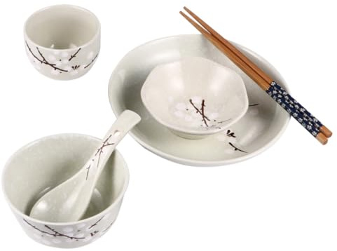 Cabilock Service de Table Céramique de Style Japonais avec Bol Assiette et Tasse pour Personne Pratique et Élégant
