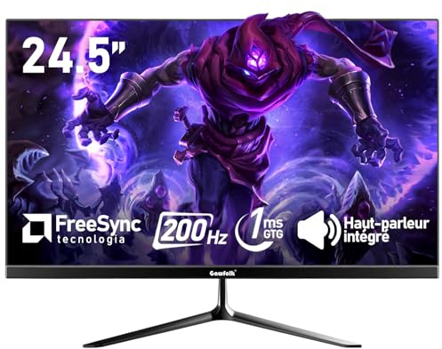 Gawfolk Monitor PC 24.5 Pollici curvo 180Hz Gaming Computer Monitor