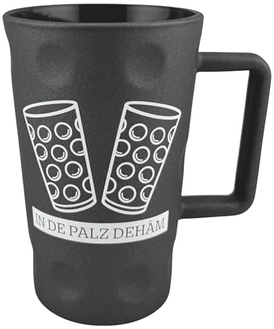 In de Palz dehäm - Dubbeglastässel (Dubbetässel) 0,25 L - Pfalz Dubbeglas Tasse für Glühwein, Kaffee, Tee, Glasstasse mit Dubbe (Anthrazit)