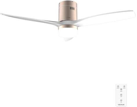Cecotec Deckenventilator EnergySilence Aero 5600 Classic Gold&White, 132 cm | LED-Licht 20 W, Fernbedienung, Timer bis 8 Std., 6 Stufen, 40 W DC-Motor, 3 Rotorblätter, Sommer-/Winter-Funktion