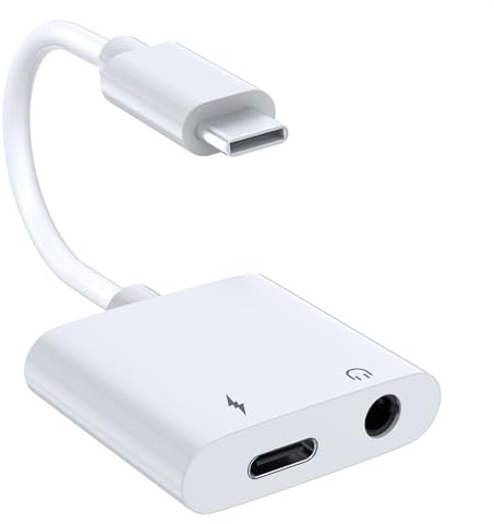 USB C to 3.5mm Jack Adapter with 60W Fast Charging, USB-C Headphone Adapter Type-C to AUX Audio Converter 2-in-1 Charger Support PD Fast Charging for iPhone 17/16/15 Series iPad Pro MacBook Pixel
