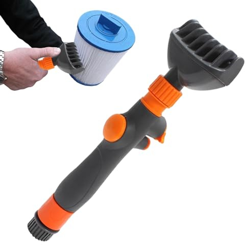 Outil pour le Nettoyage des Filtres de Piscine - Nettoyeur De Cartouche De Filtre À Piscine Manuel Et Réutilisable Robust,Peigne Nettoyeur pour Filtre et Saleté,Pour Tuyau d'Arrosage Débris et Feuille