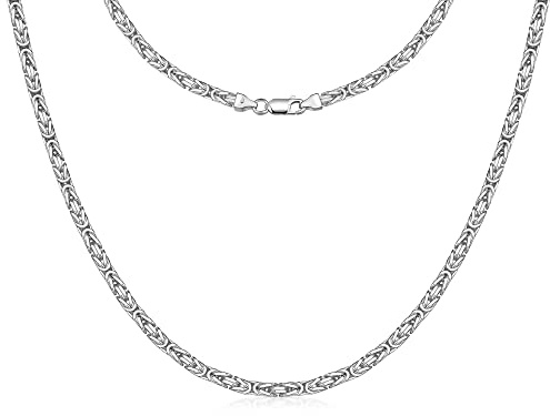Silberketten Store Königskette 925 Silber Herren 4,5 mm Stärke I Männer Silberkette mit Karabiner Verschluss I Panzerkette Herren vierkant hochglanz