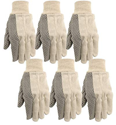 Wells Lamont Canvas Work Gloves, Economy Dotted, 6 Pair Pack (309K)