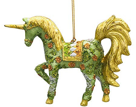 Bezauberndes Einhorn, Deko Hänger mintgrün/gold, Verzierungen, Christbaumschmuck 15 cm