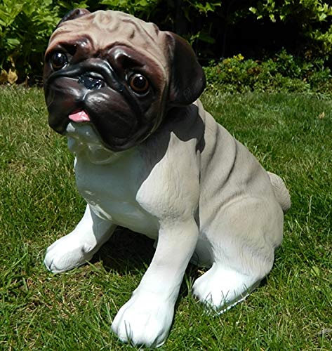 JS Garten Deko Dekorationsfigur Hund Mops H 25 cm Dekofigur aus Kunstharz