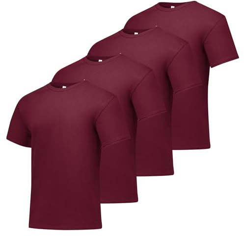 Hanes Mens Essentials Pack, Crewneck Cotton T-shirts For Men, 4 Or 6 Available Fashion-t-shirts, Maroon - 4 Pack, Medium US