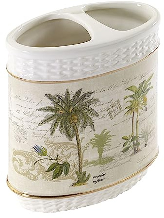Avanti Linens - Toothbrush Holder, Ceramic Bathroom Accessories, Tropical Inspired Home Decor (Colony Palm Collection)
