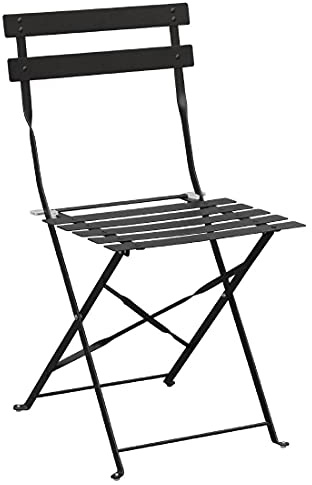 Bolero Pavement Style Steel Chairs 800x387x471mm, Pack of 2, Black | Supplied fully assembled for instant use, with a stackable design to save vital storage space and anti-slip foot plugs.