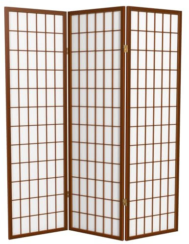Oriental Furniture Shoji Paravent de fenêtre 3 Panneaux Noyer 1,5 m