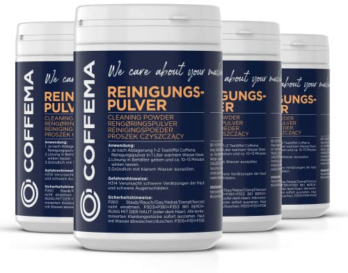 Coffema Reinigungspulver für Kaffeemaschinen - 4 x 1 kg - entfettet und reinigt Kaffee- und Espressomaschinen, Pad- und Kapselmaschinen sowie Kaffee-Kannen