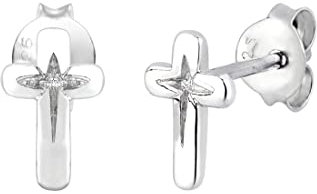 Elli Ohrringe Damen Kreuz Religion Konfirmation in 925 Sterling Silber