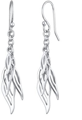 Elli Damen Schmuck Ohrringe Ohrhänger Blätter Boho Hippie Festival Pflanze Blatt Filigran Silber 925