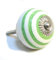 Pushka Home Vintage Chic White and Green Striped Painted Ceramic Cupboard Door Knob. Sold Individually. 40mm Diameter. Suits Doors up to 27mm Thick.