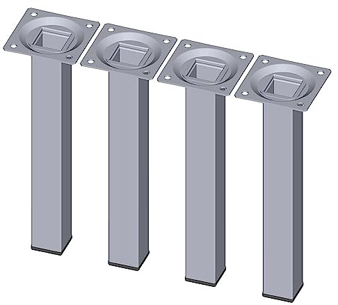 DIY Element System Möbelfuß eckig – Vierkant-Metallfuß, ideal als Tischbein für die Gestaltung individueller Möbelstücke – 25 x 25 mm, Länge 200 mm, Chrom