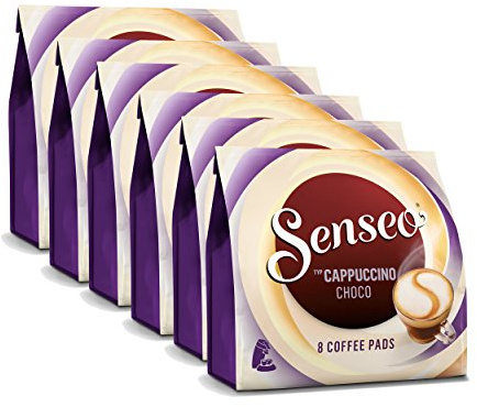 Senseo Dosettes à Café Cappuccino Choco, Café Goût Chocolat, Nouvelle Recette, Lot de 6, 6 x 8 Dosettes
