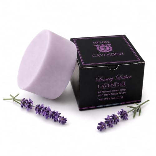 Henry Cavendish Lavender Shaving Soap With Shea Butter & Coconut Oil. Long Lasting 3.8 Oz Puck Refill. All Natural Shave Soap. Rich Lather Gives A Smooth Comfortable Shave.