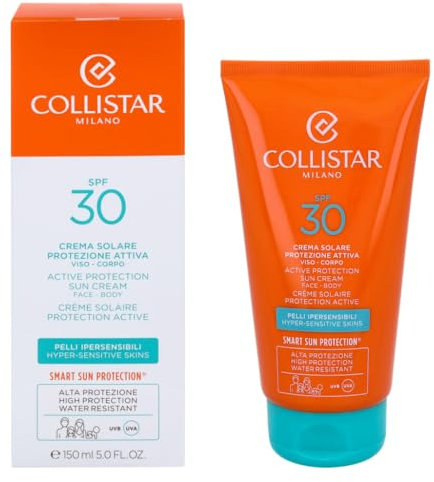 Collistar Creme mit aktivem Sonnenschutz LSF30 für überempfindliche Haut, Gesichts-und Körpercreme, Vorbeugung von Falten und Sonnenflecken, auch für die Berge geeignet, ohne Silikonen, Nickel,150ml