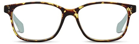 Peepers by PeeperSpecs Women's Nature Walk Soft Square Reading Glasses, Tortoise/Aqua, 49 + 1.5