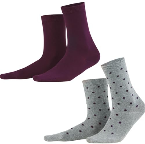 Living Crafts - BETTINA | Socken, 2er-Pack - Komfortable Bio-Baumwollsocken, Formstabile Feinripp-Bündchen, Große Farbauswahl, Gepunktetes und Unifarbenes Design, Nachhaltig produziert