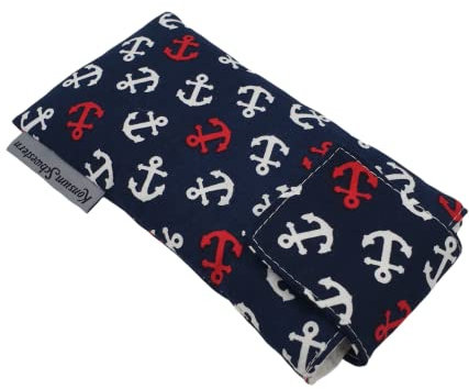 individuelle Handytasche Stoff mit Klett für APPLE® iPhone® 14, 14 pro, 13, 13 pro, 12, 12 Pro, 11 - gepolsterte Handyhülle - ROTE UND WEISSE ANKER -