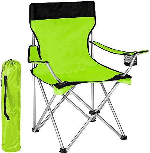 BAKAJI Spiaggina Sedia da Spiaggia Campeggio Pieghevole ad Ombrello Solida Struttura Tubolare in Ferro con Braccioli e Portabibita Colore Verde Dimensioni 83 x 50 x 95 cm