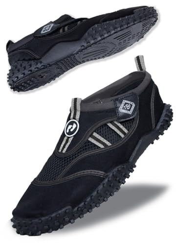 Two Bare Feet Rockpool Aqua Shoes – Lightweight, Quick-Drying Water Shoes for Men, Women & Kids – Perfect for Beach, Pool, Water Sports, and Outdoor Activities (Black (Rockpool), C7
