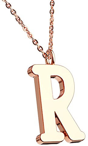 Mianova Damen Halskette Kette mit Buchstaben Anhänger Rosegold Vergoldet Buchstabe R