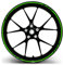 Felgenrandaufkleber GP-Design 16 Teilig Komplett-Set -Finest Folia passend für 17 Zoll & 16 18 19 Felgen Motorrad Auto Fahrrad MR001 (Neon Grün)