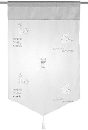 Elbersdrucke halbtransparente Scheibengardine Espresso 07 weiß-grau 90x58 cm 176280 Vorhang für Küche Küchenfenster Sichtschutz