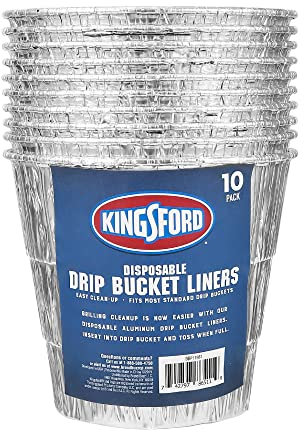 Kingsford Einweg-Tropfeimer-Einlagen, 10 Stück, Aluminium-Tropfeimer-Einlagen, Einweg-Eimereinlagen für BBQ und Grill, Fetteimer-Einsätze zum Grillen, einfache Reinigung von Kingsford Grillen