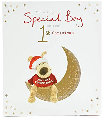 UK Greetings 1St Christmas Card for Baby Boy - Card to Celebrate 1St Christmas- Cute Boofle Christmas Card, Multi