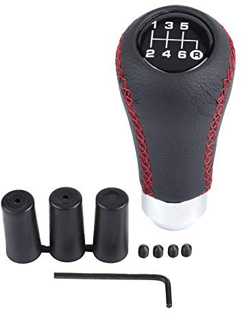 Duokon Perilla de cambio de marchas-perilla palanca de cambios 6 velocidades honda Universal Car Vehicle 6 Speed Gear Shift Knob PU Shifter Stick con 3 mangueras(rojo)
