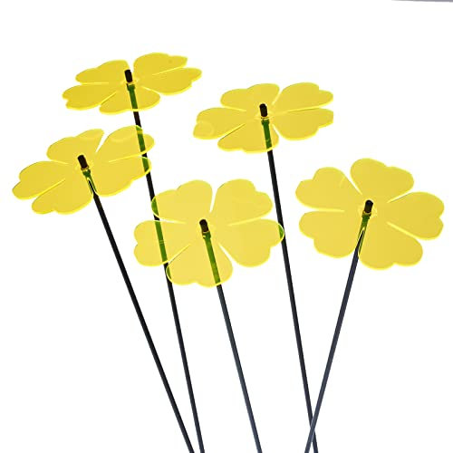 SunCatcher Garden Decor 5 Leuchtende Sonnenfänger Garten Stecker 75cm große Blumen Dekoration für Balkon und Terrasse als Gärtner Geschenk, Farbe:gelb