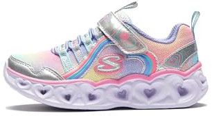 Skechers Mädchen Heart Lights Rainbow Lux sports shoes sneakers, Silver Multi Sparkle Mesh Multi Trim, 32 EU