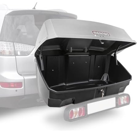 Ménabo Race 3 Support d'attelage - Porte-vélos pour 3 vélos + coffre Nekkar - Argenté - 300 l