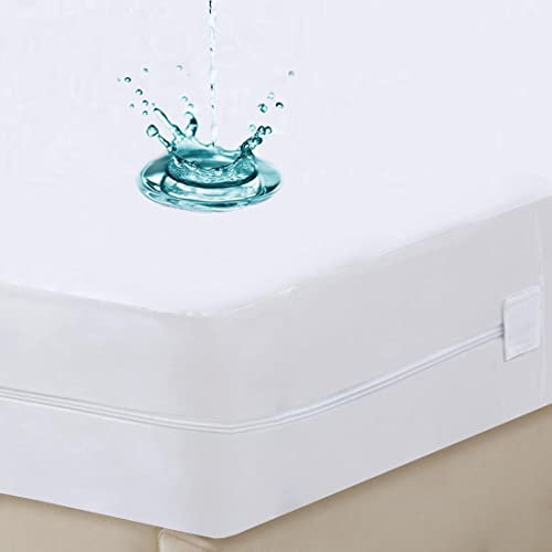 California King wasserdichte Matratzenhülle mit Reißverschluss, atmungsaktiv, geräuschlos, maschinenwaschbar, mit Reißverschluss, passend für 17,8 cm – 38,1 cm tiefe Matratze