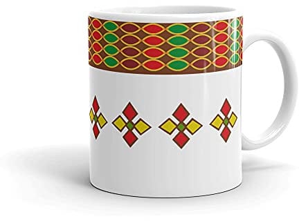 Generic Ethiopian Ceramic Mug, 11.0 oz, Round, for Home Use