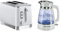 Russell Hobbs 24370 White Inspire High Gloss Plastic Two Slice Toaster & 26081 Classic Glass Kettle White