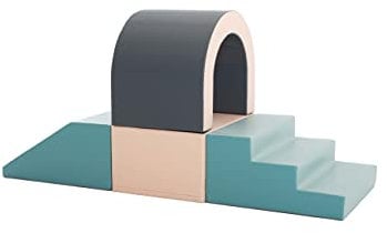 IGLU Soft Play 4 XXL Modules de Motricité Modules en Mousse Escalier Toboggan (Pastel)