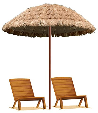 Parasol Hawaïen Carré Parasol De Paille De Plage, Parapluie Hula Tiki Turc De 1,7 M, Style Artistique, Parapluies D'extérieur en Bois, Convient Aux Plages, Fêtes, Décorations De Jardin