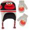 Sesame Street Elmo Wintermütze und Fäustlinge für Jungen, Mütze und Fäustlinge für Kinder im Alter von 2–4 Jahren, Grau/Schwarz, 2-4 Jahre