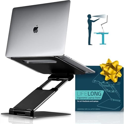 Ergonomic Laptop Stand For Desk, Adjustable Height Up To 20, Laptop Riser Computer Stand For Laptop, Portable Laptop Stands, Fits All MacBook, Laptops 10 15 17 Inches, Pulpit Laptop Holder Desk Stand