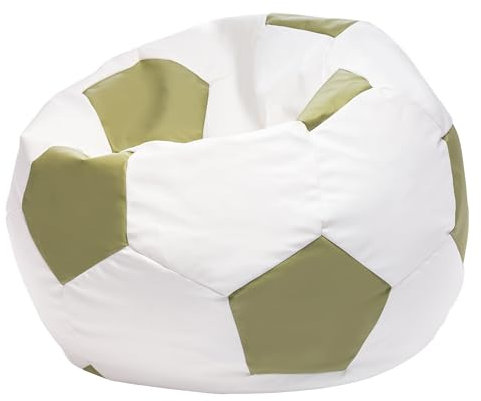Ecopuf Football Sack XL - Spielkissen aus Kunstleder - Ideal für Fußballfans, Kinder - Sitzsack Wohnzimmer - Sitzpouf Samt - Gaming Stuhl Pouf Sack - 105x80cm, Olivgrün E8