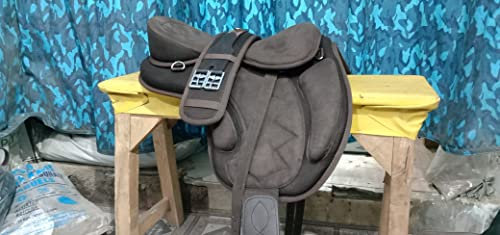 WILD RACE New Zigzag Design Treeless Synthetic Freemax Saddle (16, Brown)